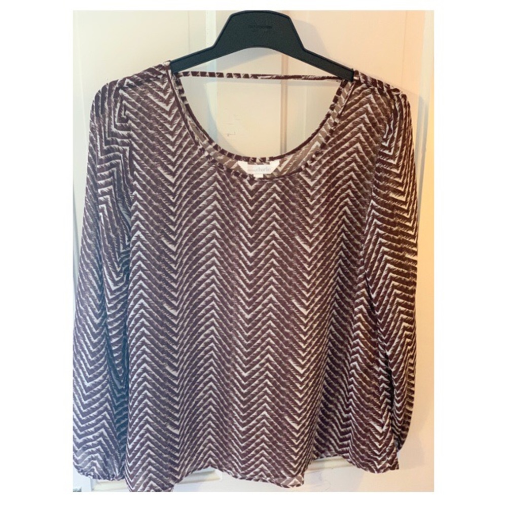 Charming Charlie Patterned Long Sleeve Blouse